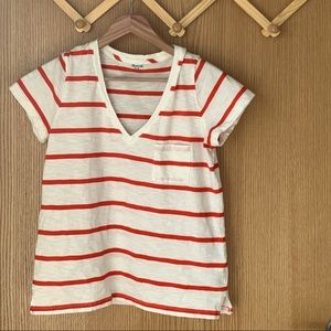 MADEWELL Whisper Cotton V Neck in Creston Stripe